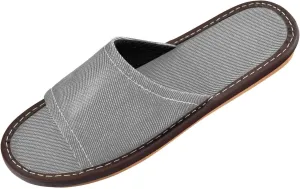 Yuiboo Gray Mens Travel Slippers Reusable Beach Sandals for Beach Home Travel