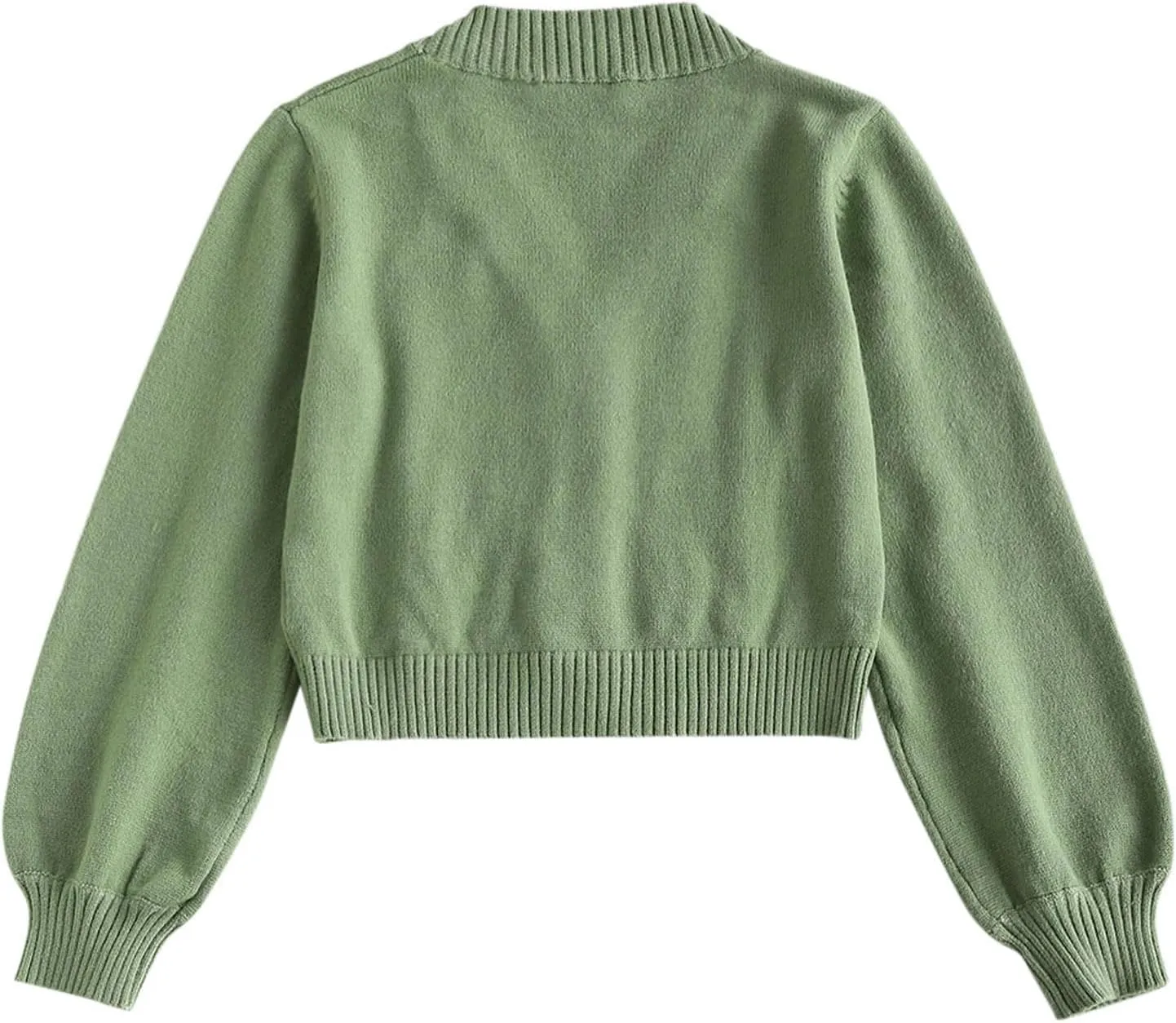 ZAFUL Women's Button Up Embroidered Cable Knit Cardigan V Neck Long Sleeve Cropped Sweater