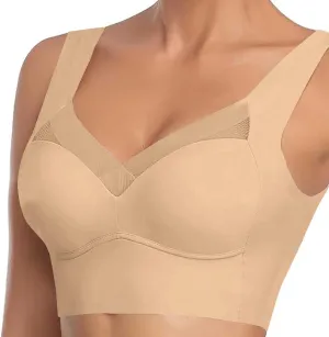 Zenchic Bras, Hatmeo Posture Correcting Bras for Seniors Women, Seamless Comfort Push Up Wireless Lysine Charm Ice Silk Bras