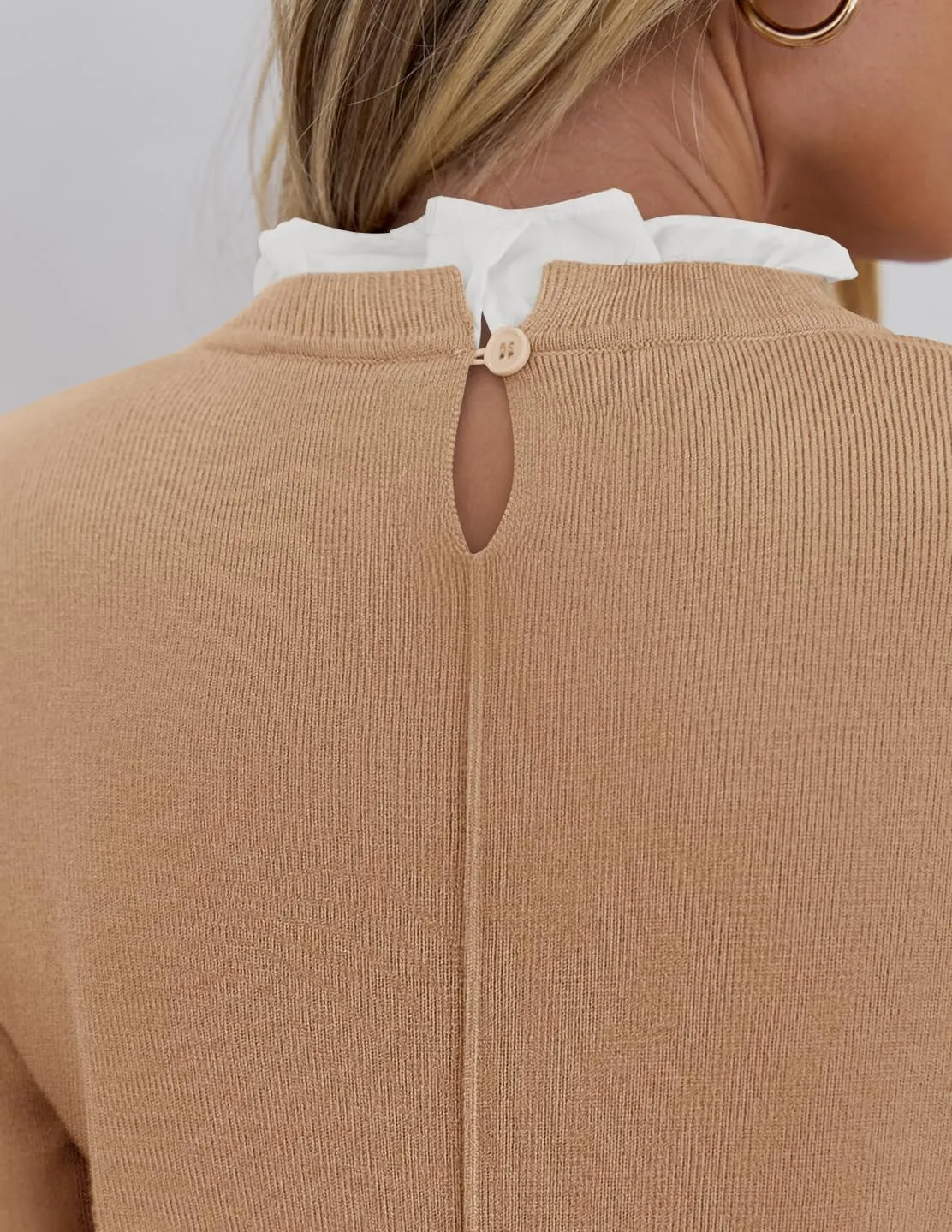 ZESICA Womens Long Sleeve Ruffle Sweaters 2025 Fall Crewneck Color Block Slim Fit Basic Casual Knit Pullover Sweater Tops