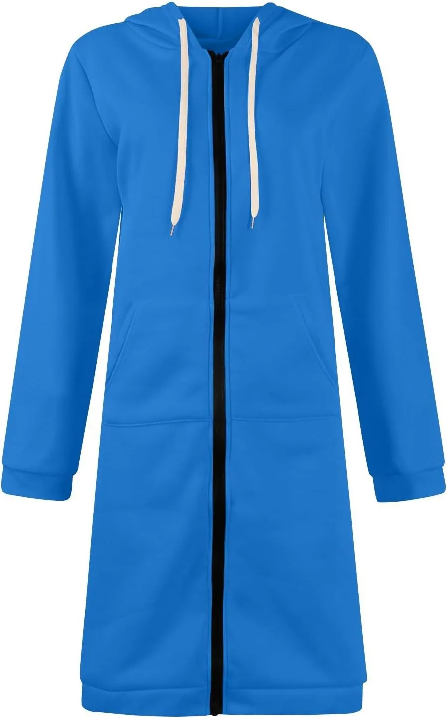 Zip Up Hoodie Women Long Sleeve Knee Length Tunic Hoodies Winter Fleece Hooded Sweatshirt 2024 Fall Long Jackets