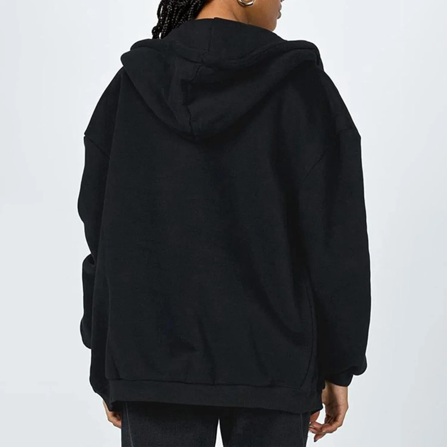Zip Up Hoodie Women Oversized Y2K Plus Size Oversized Y2K Jackets Casual Drawstring Zip Up Y2K Hoodie with Pocket