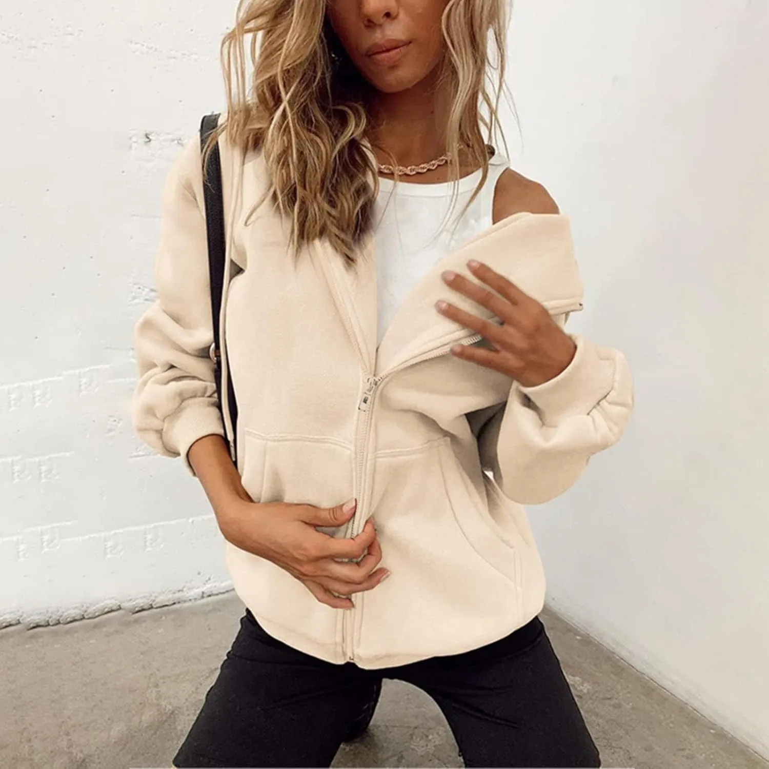 Zip Up Hoodie Women Oversized Y2K Plus Size Oversized Y2K Jackets Casual Drawstring Zip Up Y2K Hoodie with Pocket