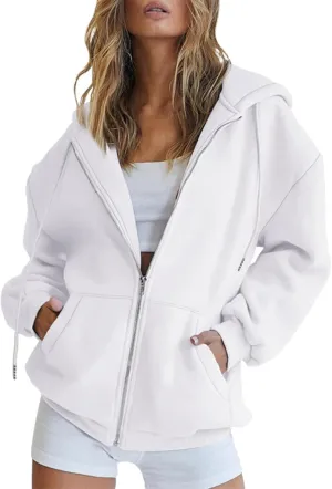 Zip Up Hoodie Women Oversized Y2K Plus Size Oversized Y2K Jackets Casual Drawstring Zip Up Y2K Hoodie with Pocket