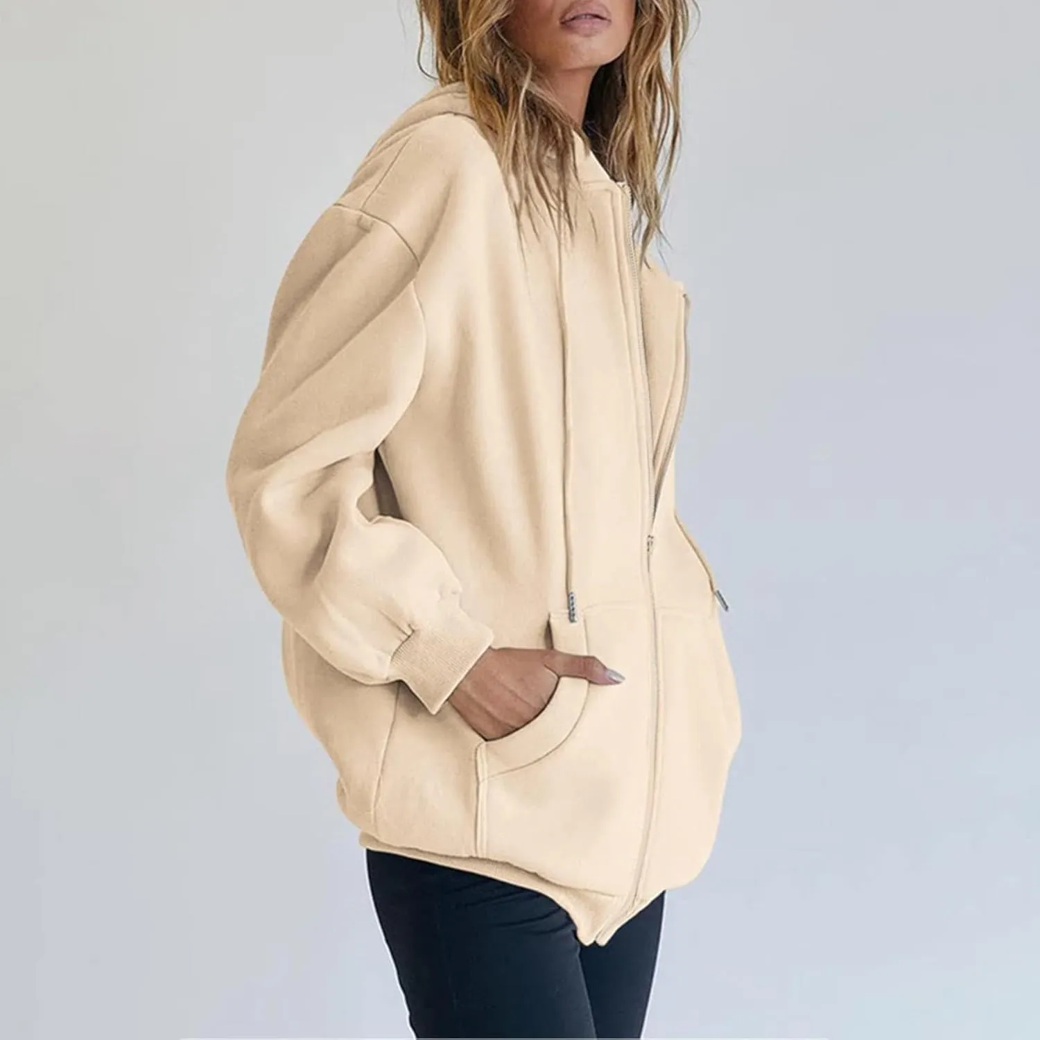 Zip Up Hoodie Women Oversized Y2K Plus Size Oversized Y2K Jackets Casual Drawstring Zip Up Y2K Hoodie with Pocket