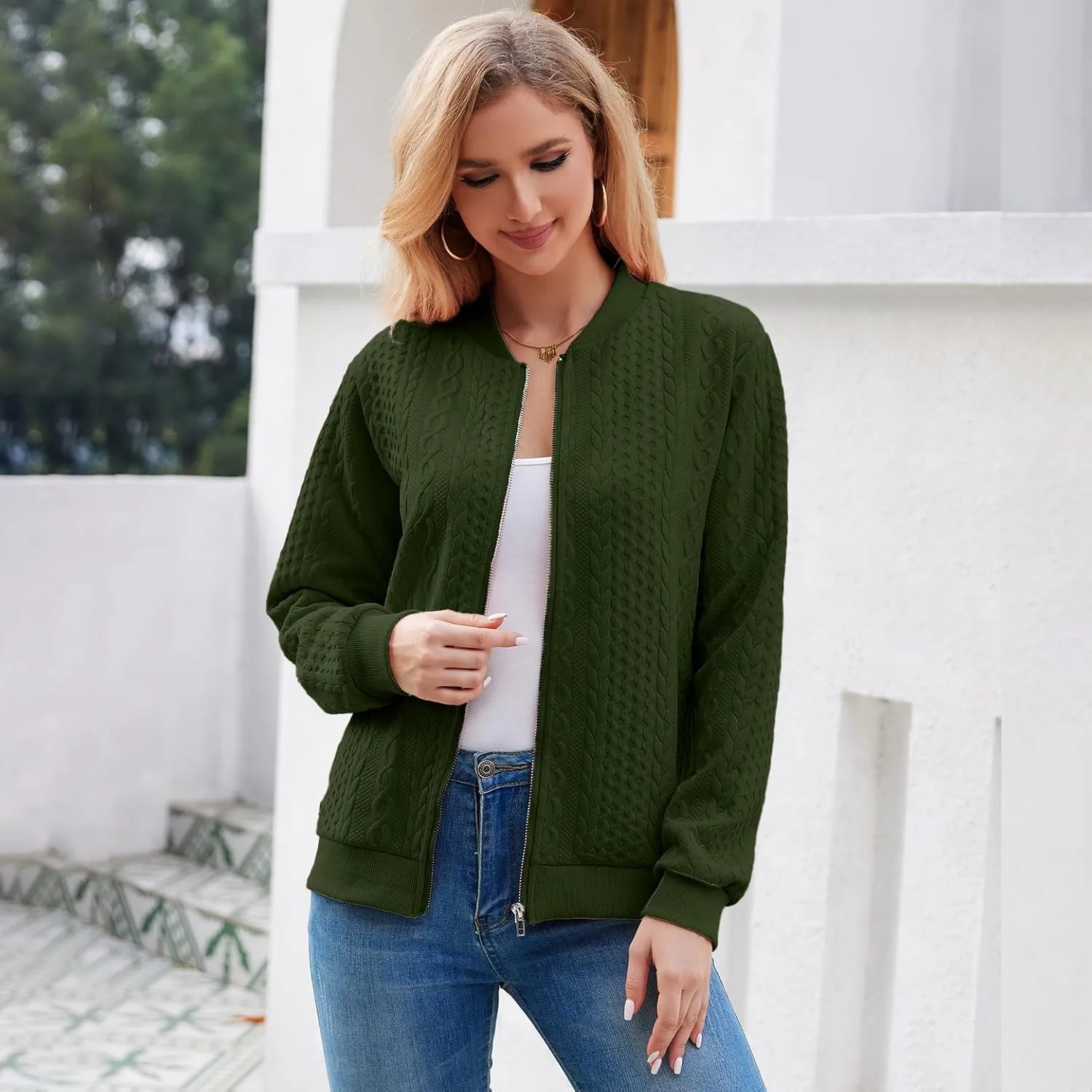 Zip Up Sweatshirts for Women Casual Outfits Cardigan Outerwear Trendy Winter Jackets Coat